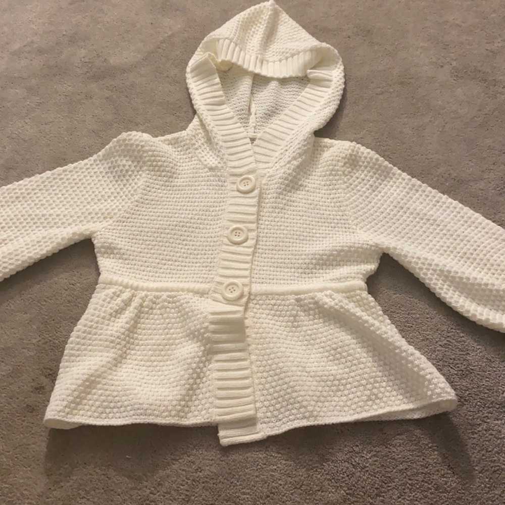 Juniors cottage core white knit hooded sweater
